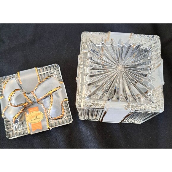 VTG Anna Hutte Bleikristall Lead Crystal Trinket Box 24% PbO Square Bow Germany - Picture 6 of 8